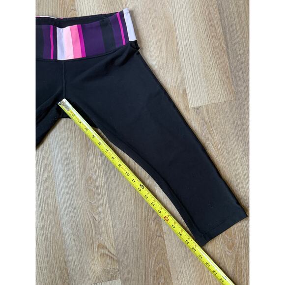 Lululemon‎ Wunder Under Crop  in Black / Stripe Bleached Coral Size 10 - Picture 9 of 9